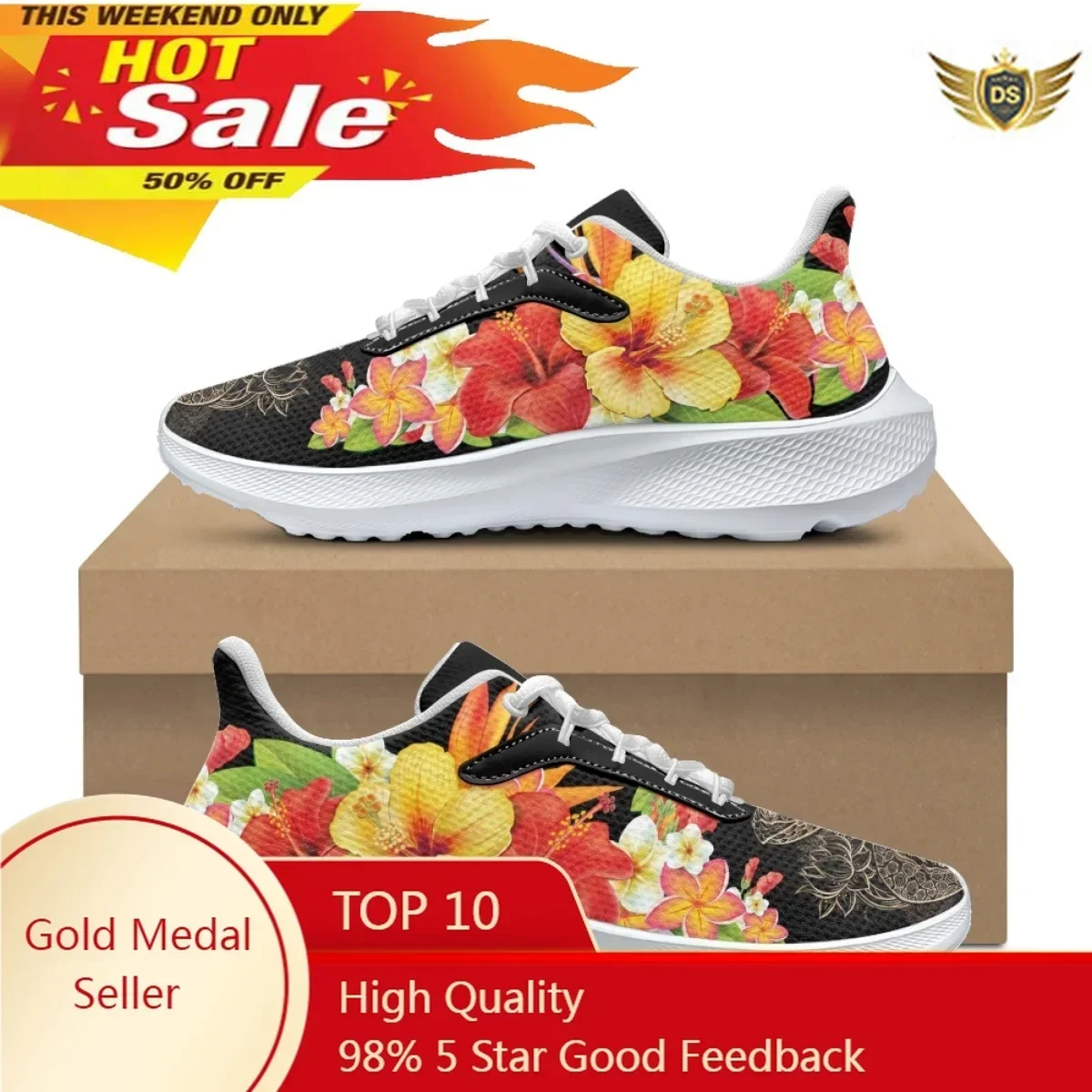 Women'S Fashion Running Shoes - Fashion Art Polynesian Hibiscus Flower Print