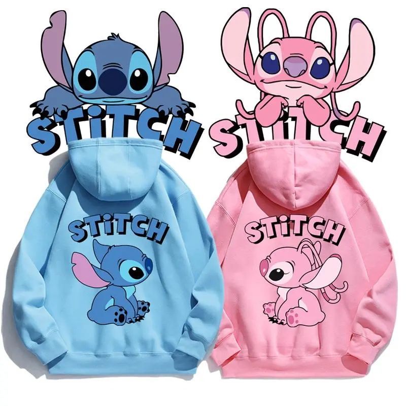 Women'S Fashion Hoodies - Cartoon Stitch Hoodie Loose Long-sleeved Hooded