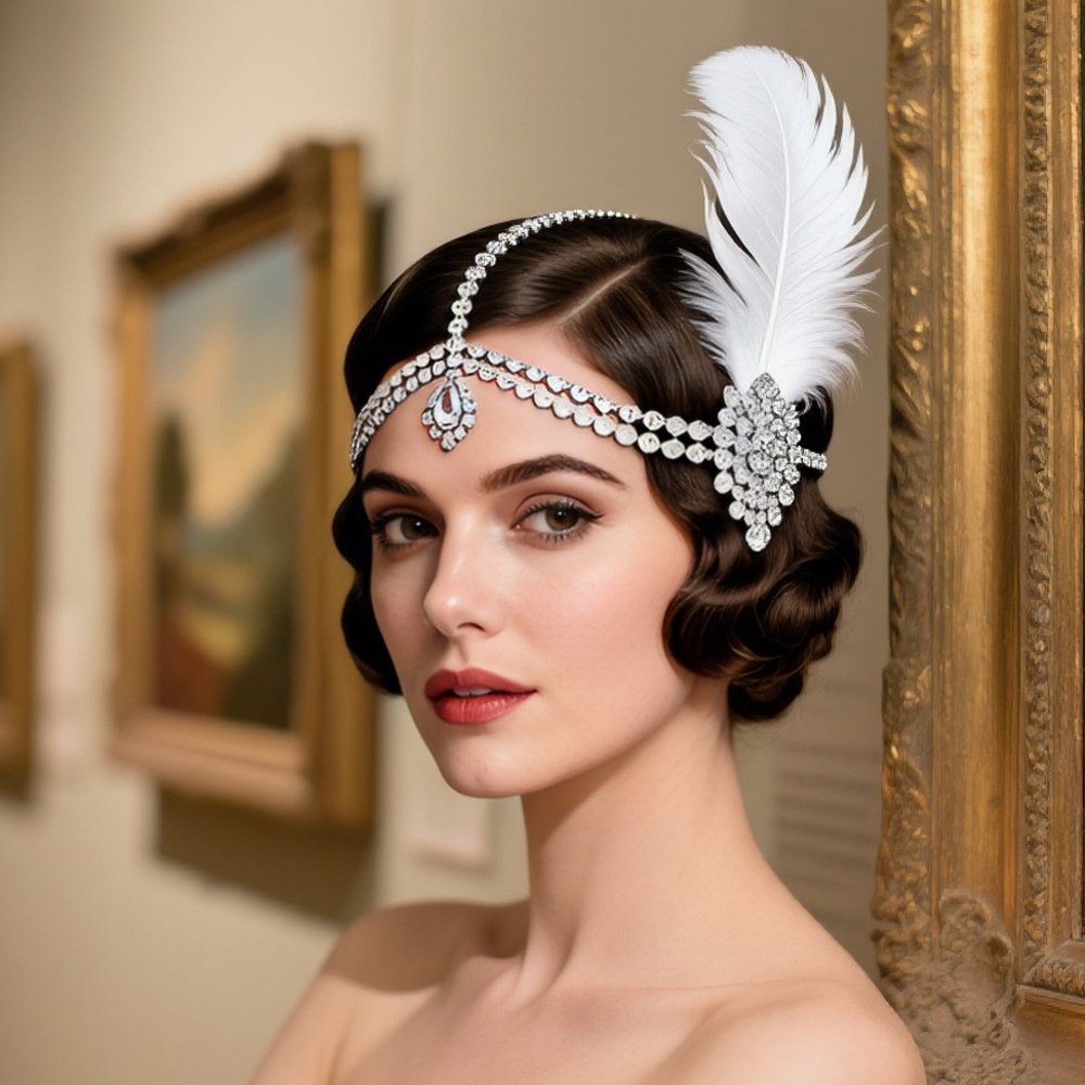 Women'S Fashion In The 1920S - Vintage 1920s White Feather Headband Gatsby