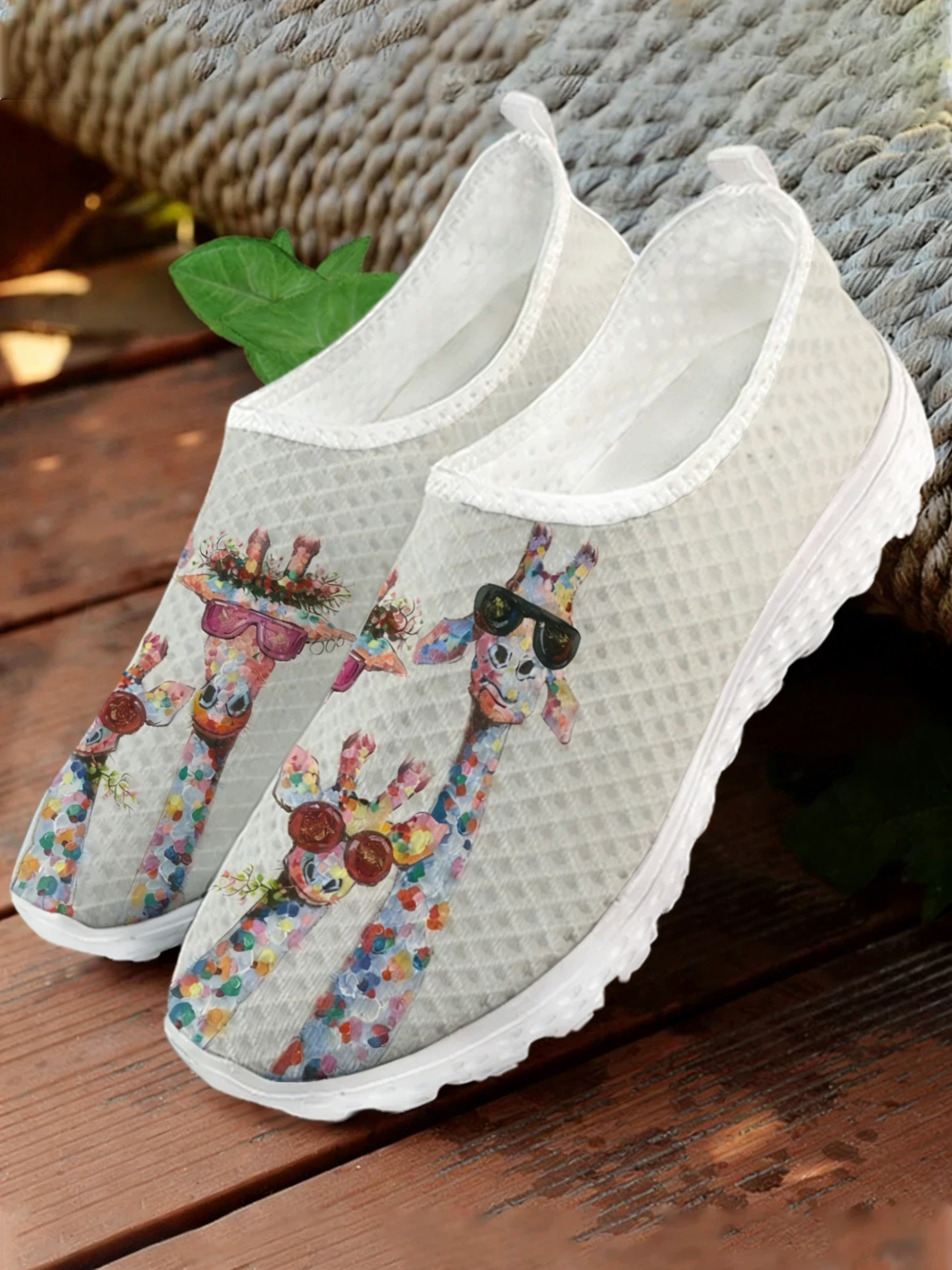 Cartoon Giraffe Print Mesh Hig – обзор и цена Women'S Fashion Tennis Shoes
