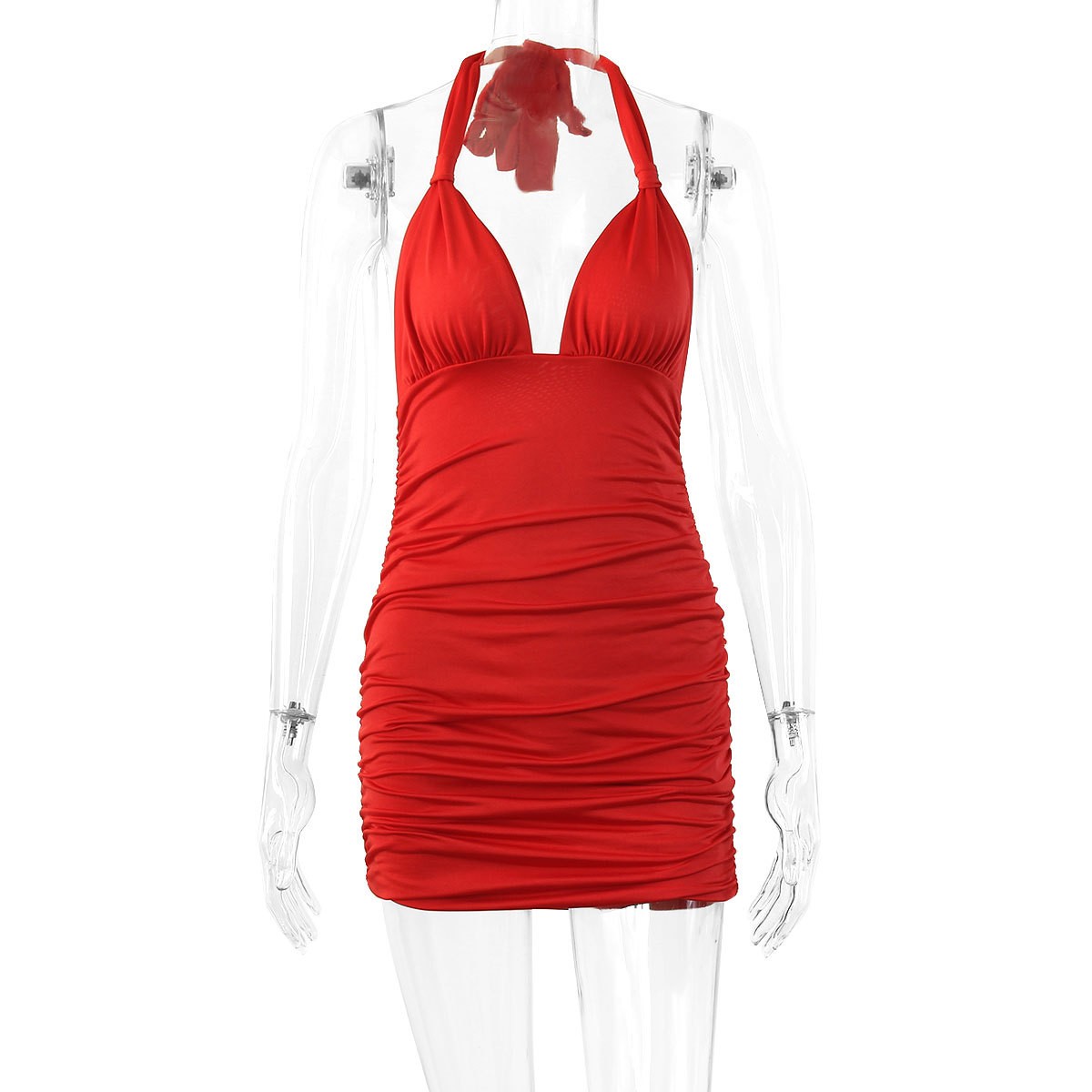 Summer Women's Clothing Deep V – обзор и цена Ruched Dress Mini