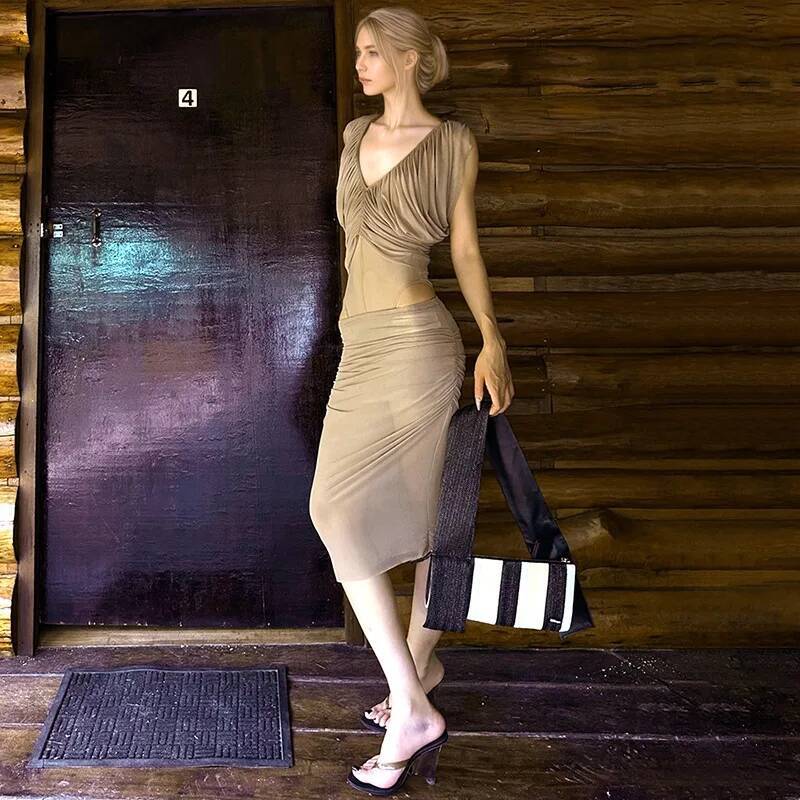 French Chiffon Dress Women's S – обзор и цена Ruched Dress Mini